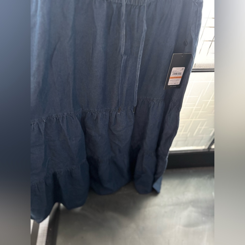 NWT-JONES NY- tiered denim maxi skirt with elastic drawstring waist size S - Picture 8 of 9
